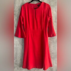 Ann Taylor Women’s Red Keyhole 3/4 Bell Sleeve Fit n Flare Dress Sz 2